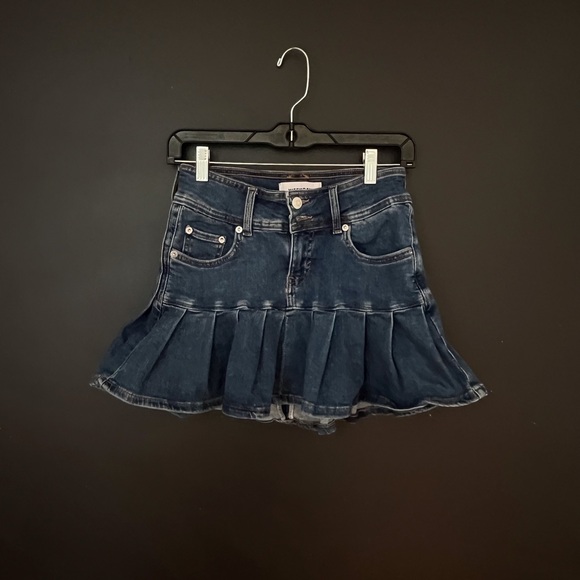 Jean pleated mini skirt - Picture 1 of 3